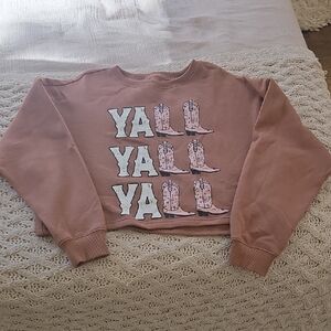 Women's Crewneck Sweatshirt - Dusty Rose "YALL" Graphic